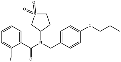 N-(1,1-dioxidotetrahydro-3-thienyl)-2-fluoro-N-(4-propoxybenzyl)benzamide Struktur