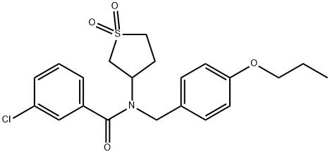 3-chloro-N-(1,1-dioxidotetrahydro-3-thienyl)-N-(4-propoxybenzyl)benzamide Struktur