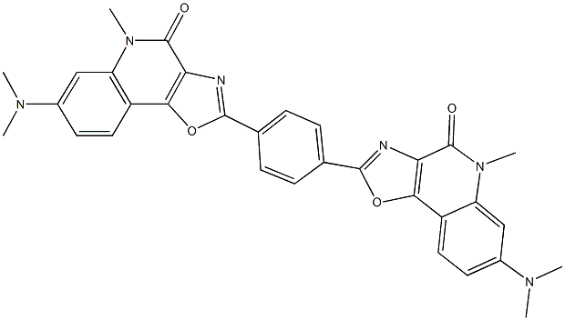 7-(dimethylamino)-2-{4-[7-(dimethylamino)-5-methyl-4-oxo-4,5-dihydro[1,3]oxazolo[4,5-c]quinolin-2-yl]phenyl}-5-methyl[1,3]oxazolo[4,5-c]quinolin-4(5H)-one Struktur