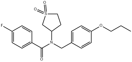 N-(1,1-dioxidotetrahydro-3-thienyl)-4-fluoro-N-(4-propoxybenzyl)benzamide Struktur