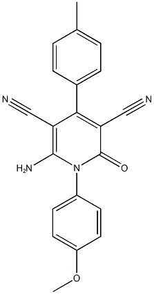 6-amino-1-(4-methoxyphenyl)-4-(4-methylphenyl)-2-oxo-1,2-dihydro-3,5-pyridinedicarbonitrile Struktur