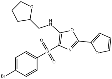 4-[(4-bromophenyl)sulfonyl]-2-(2-furyl)-N-(tetrahydro-2-furanylmethyl)-1,3-oxazol-5-amine Struktur