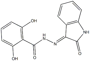 2,6-dihydroxy-N'-(2-oxo-1,2-dihydro-3H-indol-3-ylidene)benzohydrazide Struktur