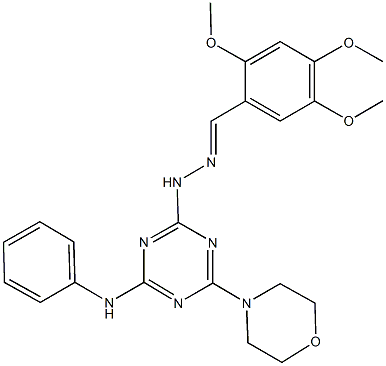 2,4,5-trimethoxybenzaldehyde [4-anilino-6-(4-morpholinyl)-1,3,5-triazin-2-yl]hydrazone Struktur