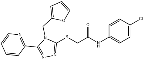 N-(4-chlorophenyl)-2-{[4-(2-furylmethyl)-5-(2-pyridinyl)-4H-1,2,4-triazol-3-yl]sulfanyl}acetamide Struktur