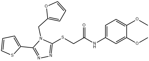 N-(3,4-dimethoxyphenyl)-2-{[4-(2-furylmethyl)-5-(2-thienyl)-4H-1,2,4-triazol-3-yl]sulfanyl}acetamide Struktur