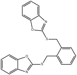 2-({2-[(1,3-benzoxazol-2-ylsulfanyl)methyl]benzyl}sulfanyl)-1,3-benzoxazole Struktur