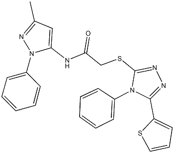 N-(3-methyl-1-phenyl-1H-pyrazol-5-yl)-2-{[4-phenyl-5-(2-thienyl)-4H-1,2,4-triazol-3-yl]sulfanyl}acetamide Struktur