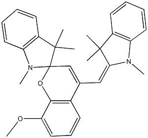 2-[(1',3',3'-trimethyl-8-methoxy-spiro[2H-chromene-2,2'-indoline]-4-yl)methylene]-1,3,3-trimethylindoline Struktur