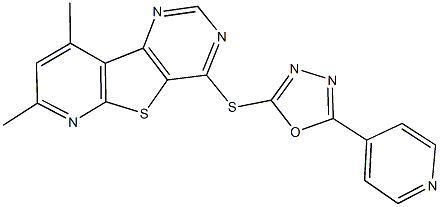 7,9-dimethylpyrido[3',2':4,5]thieno[3,2-d]pyrimidin-4-yl 5-(4-pyridinyl)-1,3,4-oxadiazol-2-yl sulfide Struktur