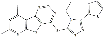 7,9-dimethylpyrido[3',2':4,5]thieno[3,2-d]pyrimidin-4-yl 4-ethyl-5-(2-thienyl)-4H-1,2,4-triazol-3-yl sulfide Struktur