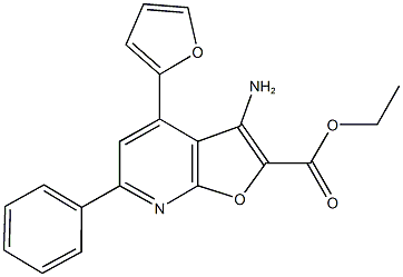 ethyl 3-amino-4-(2-furyl)-6-phenylfuro[2,3-b]pyridine-2-carboxylate Struktur