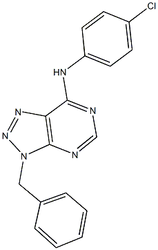 N-(3-benzyl-3H-[1,2,3]triazolo[4,5-d]pyrimidin-7-yl)-N-(4-chlorophenyl)amine Struktur