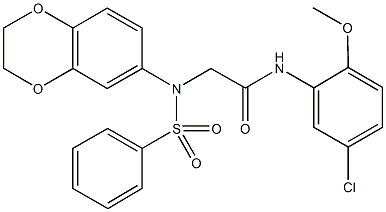 N-(5-chloro-2-methoxyphenyl)-2-[2,3-dihydro-1,4-benzodioxin-6-yl(phenylsulfonyl)amino]acetamide Struktur