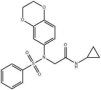 N-cyclopropyl-2-[2,3-dihydro-1,4-benzodioxin-6-yl(phenylsulfonyl)amino]acetamide Struktur