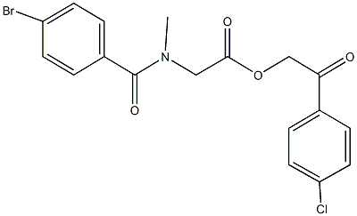 2-(4-chlorophenyl)-2-oxoethyl [(4-bromobenzoyl)(methyl)amino]acetate Struktur