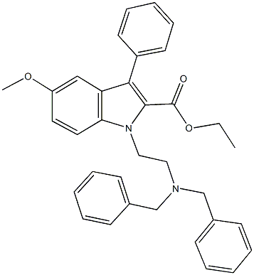 ethyl 1-[2-(dibenzylamino)ethyl]-5-methoxy-3-phenyl-1H-indole-2-carboxylate Struktur