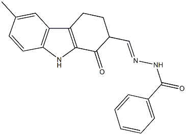 N'-[(6-methyl-1-oxo-2,3,4,9-tetrahydro-1H-carbazol-2-yl)methylene]benzohydrazide Struktur