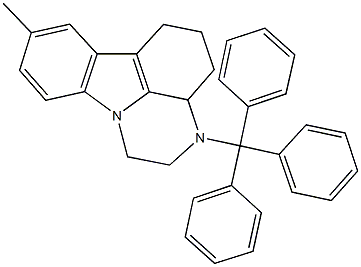 8-methyl-3-trityl-2,3,3a,4,5,6-hexahydro-1H-pyrazino[3,2,1-jk]carbazole Struktur