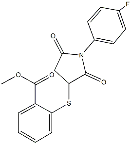 methyl2-{[1-(4-fluorophenyl)-2,5-dioxo-3-pyrrolidinyl]thio}benzoate Struktur