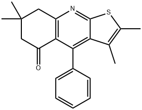 2,3,7,7-tetramethyl-4-phenyl-7,8-dihydrothieno[2,3-b]quinolin-5(6H)-one Struktur