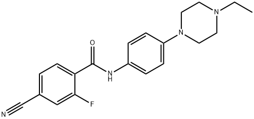 4-cyano-N-[4-(4-ethyl-1-piperazinyl)phenyl]-2-fluorobenzamide Struktur