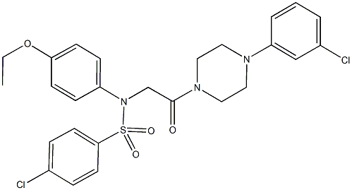 4-chloro-N-{2-[4-(3-chlorophenyl)-1-piperazinyl]-2-oxoethyl}-N-(4-ethoxyphenyl)benzenesulfonamide Struktur