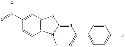 4-chloro-N-(6-nitro-3-methyl-1,3-benzothiazol-2(3H)-ylidene)benzamide Struktur