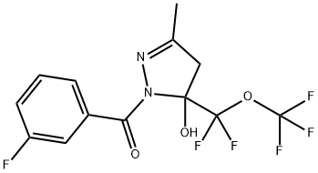 5-[difluoro(trifluoromethoxy)methyl]-1-(3-fluorobenzoyl)-3-methyl-4,5-dihydro-1H-pyrazol-5-ol Struktur