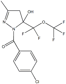 1-(4-chlorobenzoyl)-5-[difluoro(trifluoromethoxy)methyl]-3-methyl-4,5-dihydro-1H-pyrazol-5-ol Struktur