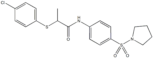 2-[(4-chlorophenyl)sulfanyl]-N-[4-(1-pyrrolidinylsulfonyl)phenyl]propanamide Struktur