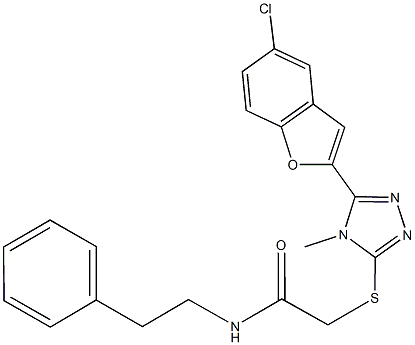 2-{[5-(5-chloro-1-benzofuran-2-yl)-4-methyl-4H-1,2,4-triazol-3-yl]sulfanyl}-N-(2-phenylethyl)acetamide Struktur