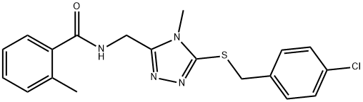 N-({5-[(4-chlorobenzyl)sulfanyl]-4-methyl-4H-1,2,4-triazol-3-yl}methyl)-2-methylbenzamide Struktur