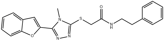 2-{[5-(1-benzofuran-2-yl)-4-methyl-4H-1,2,4-triazol-3-yl]sulfanyl}-N-(2-phenylethyl)acetamide Struktur