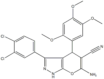 6-amino-3-(3,4-dichlorophenyl)-4-(2,4,5-trimethoxyphenyl)-1,4-dihydropyrano[2,3-c]pyrazole-5-carbonitrile Struktur