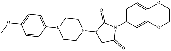 1-(2,3-dihydro-1,4-benzodioxin-6-yl)-3-[4-(4-methoxyphenyl)-1-piperazinyl]-2,5-pyrrolidinedione Struktur