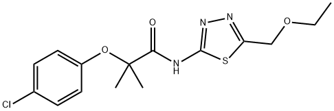 2-(4-chlorophenoxy)-N-[5-(ethoxymethyl)-1,3,4-thiadiazol-2-yl]-2-methylpropanamide Struktur