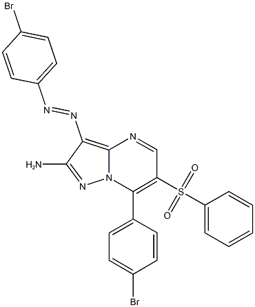 7-(4-bromophenyl)-3-[(4-bromophenyl)diazenyl]-6-(phenylsulfonyl)pyrazolo[1,5-a]pyrimidin-2-ylamine Struktur