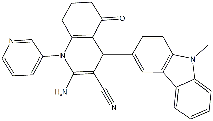 2-amino-4-(9-methyl-9H-carbazol-3-yl)-5-oxo-1-(3-pyridinyl)-1,4,5,6,7,8-hexahydro-3-quinolinecarbonitrile Struktur