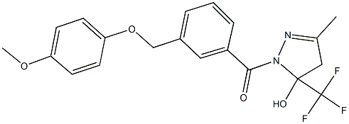 1-{3-[(4-methoxyphenoxy)methyl]benzoyl}-3-methyl-5-(trifluoromethyl)-4,5-dihydro-1H-pyrazol-5-ol Struktur