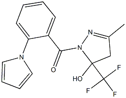 3-methyl-1-[2-(1H-pyrrol-1-yl)benzoyl]-5-(trifluoromethyl)-4,5-dihydro-1H-pyrazol-5-ol Struktur