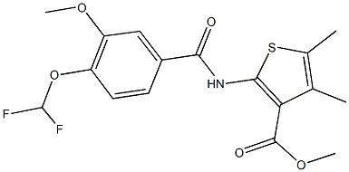 methyl 2-{[4-(difluoromethoxy)-3-methoxybenzoyl]amino}-4,5-dimethyl-3-thiophenecarboxylate Struktur