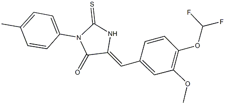 5-[4-(difluoromethoxy)-3-methoxybenzylidene]-3-(4-methylphenyl)-2-thioxo-4-imidazolidinone Struktur