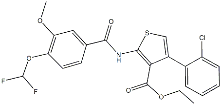 ethyl 4-(2-chlorophenyl)-2-{[4-(difluoromethoxy)-3-methoxybenzoyl]amino}-3-thiophenecarboxylate Struktur