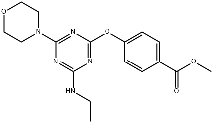 methyl 4-{[4-(ethylamino)-6-(4-morpholinyl)-1,3,5-triazin-2-yl]oxy}benzoate Struktur