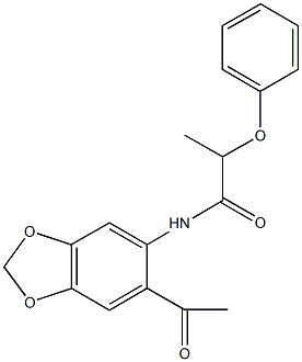 N-(6-acetyl-1,3-benzodioxol-5-yl)-2-phenoxypropanamide Struktur