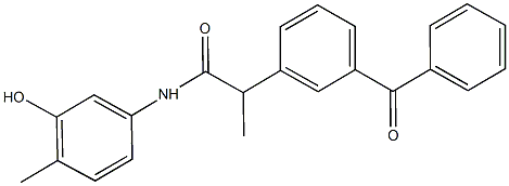 2-(3-benzoylphenyl)-N-(3-hydroxy-4-methylphenyl)propanamide Struktur