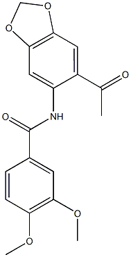 N-(6-acetyl-1,3-benzodioxol-5-yl)-3,4-dimethoxybenzamide Struktur