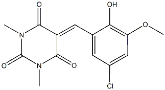 5-(5-chloro-2-hydroxy-3-methoxybenzylidene)-1,3-dimethyl-2,4,6(1H,3H,5H)-pyrimidinetrione Struktur