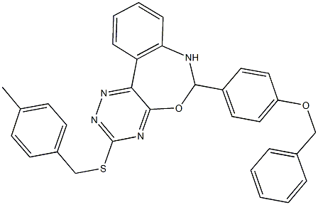 6-[4-(benzyloxy)phenyl]-3-[(4-methylbenzyl)sulfanyl]-6,7-dihydro[1,2,4]triazino[5,6-d][3,1]benzoxazepine Struktur